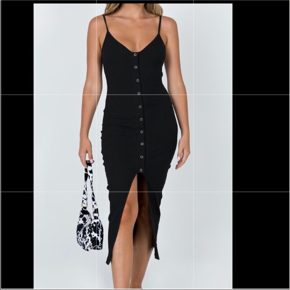 PRINCESS POLLY “muir midi dress black”